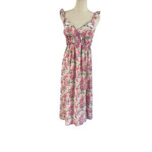 Lush Floral Empire Waist‎ Midi Dress Ruffles Romantic Fairy Cottagecore Coquette